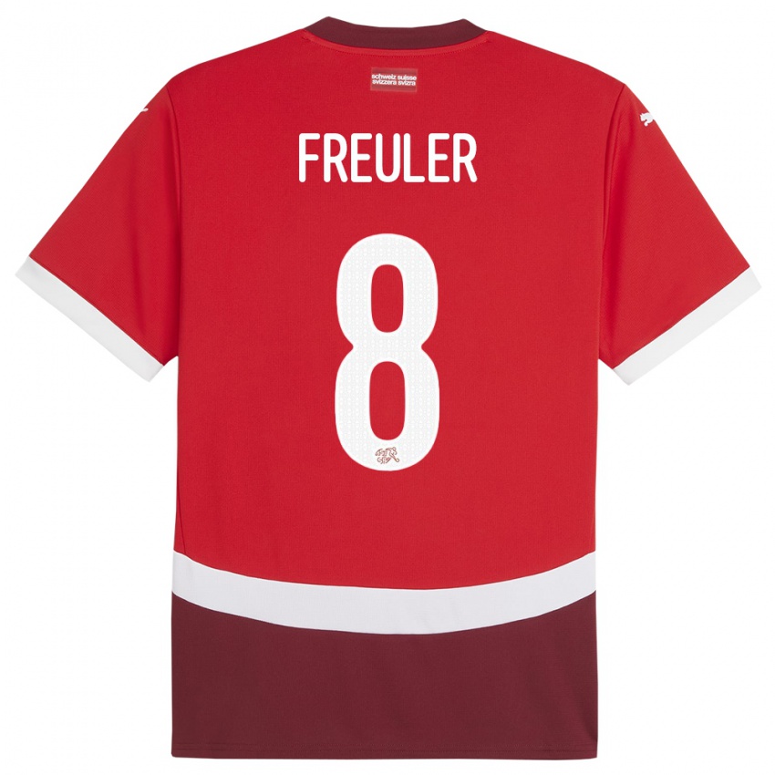 Kinder Schweiz Remo Freuler #8 Rot Heimtrikot Trikot 24-26 T-Shirt Österreich