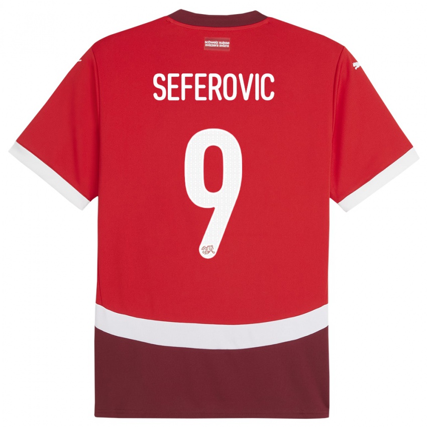 Kinder Schweiz Haris Seferovic #9 Rot Heimtrikot Trikot 24-26 T-Shirt Österreich