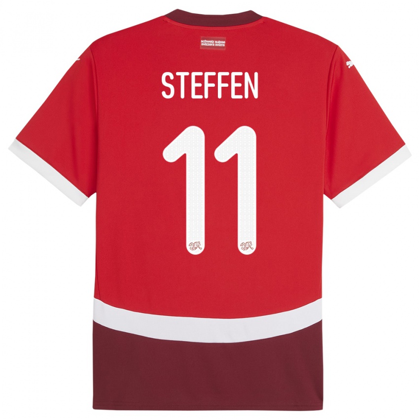 Kinder Schweiz Renato Steffen #11 Rot Heimtrikot Trikot 24-26 T-Shirt Österreich