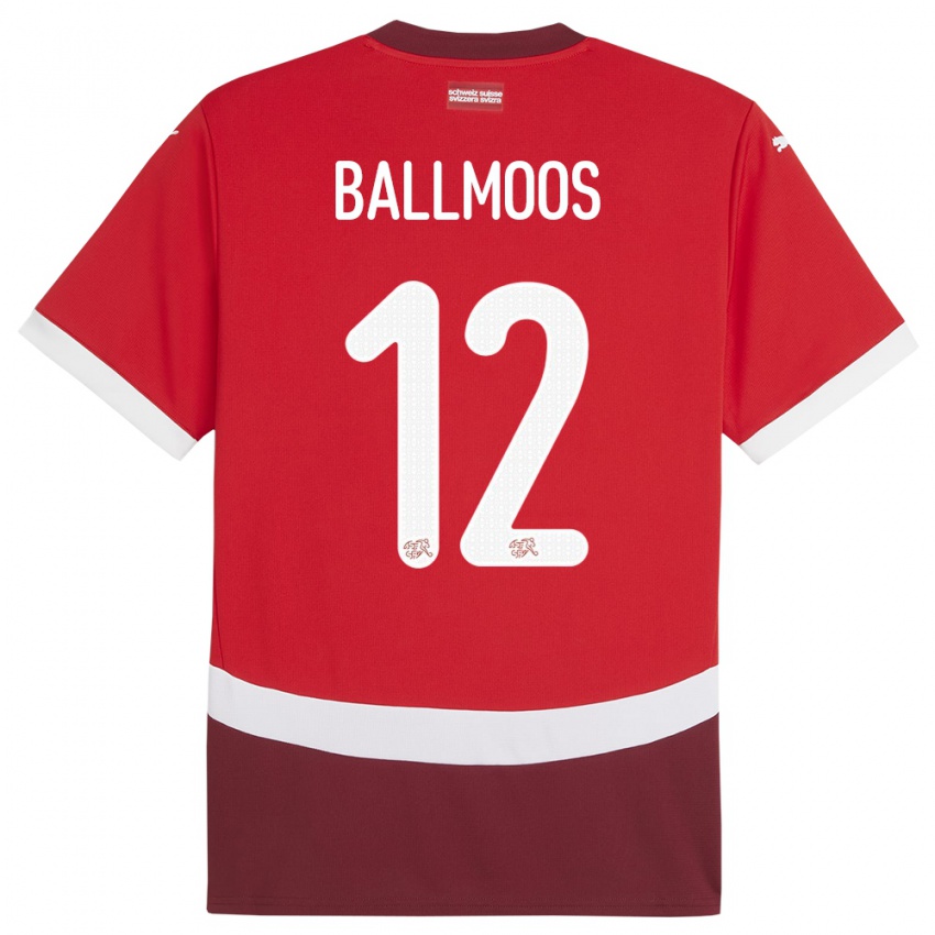 Kinder Schweiz David Von Ballmoos #12 Rot Heimtrikot Trikot 24-26 T-Shirt Österreich