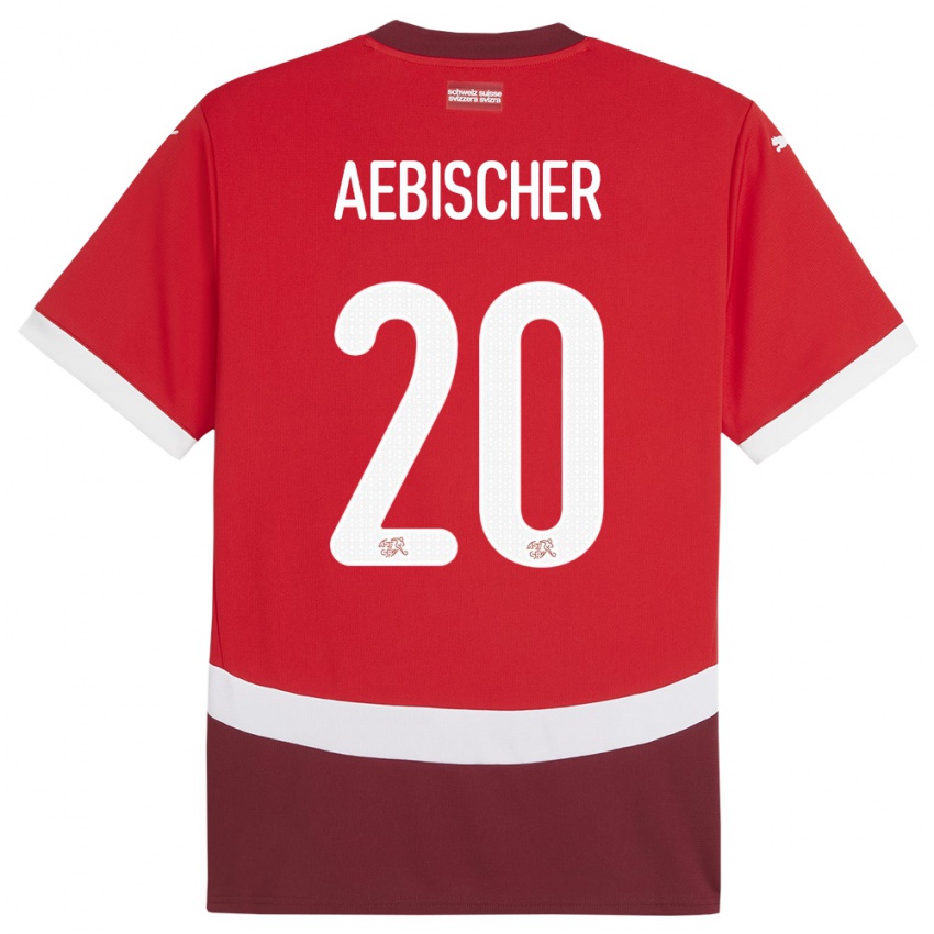 Kinder Schweiz Michel Aebischer #20 Rot Heimtrikot Trikot 24-26 T-Shirt Österreich