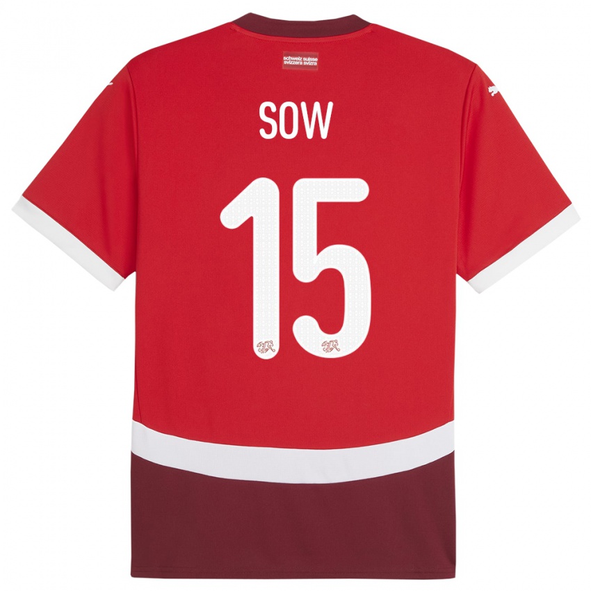 Kinder Schweiz Djibril Sow #15 Rot Heimtrikot Trikot 24-26 T-Shirt Österreich