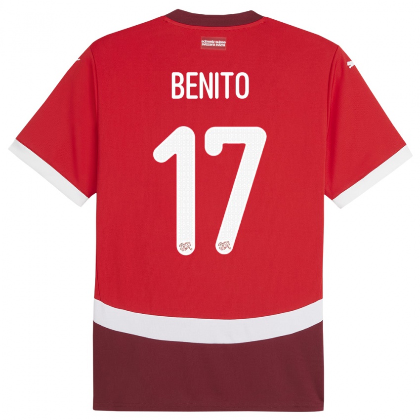 Kinder Schweiz Loris Benito #17 Rot Heimtrikot Trikot 24-26 T-Shirt Österreich