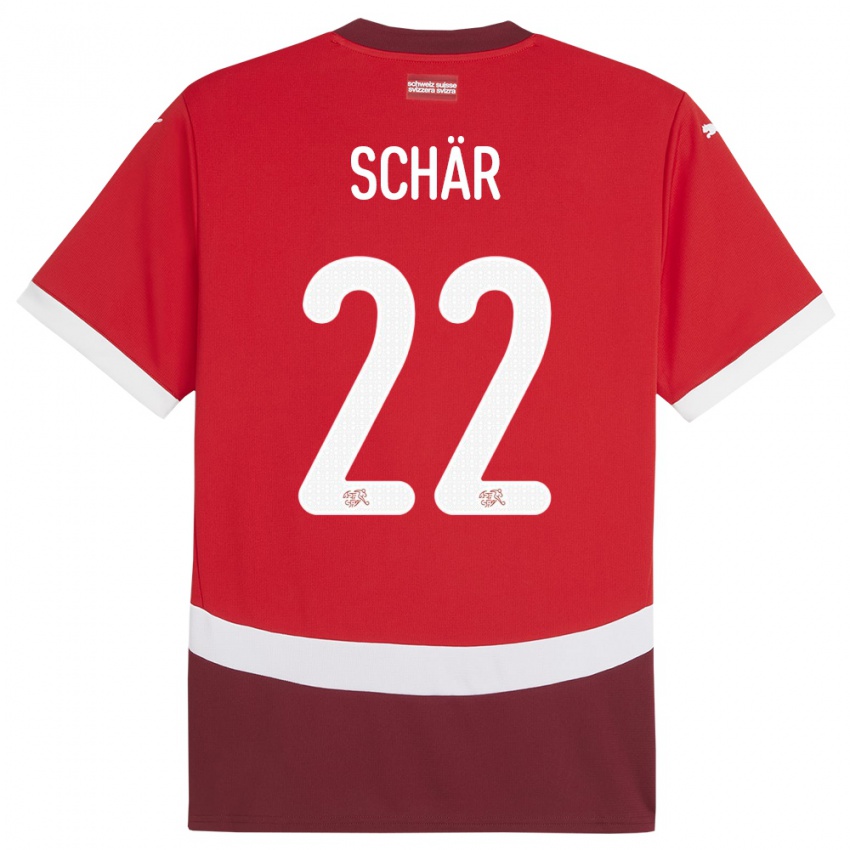 Kinder Schweiz Fabian Schar #22 Rot Heimtrikot Trikot 24-26 T-Shirt Österreich