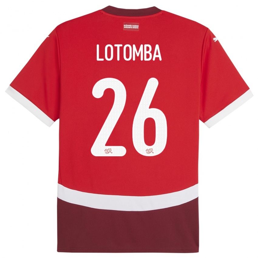 Kinder Schweiz Jordan Lotomba #26 Rot Heimtrikot Trikot 24-26 T-Shirt Österreich