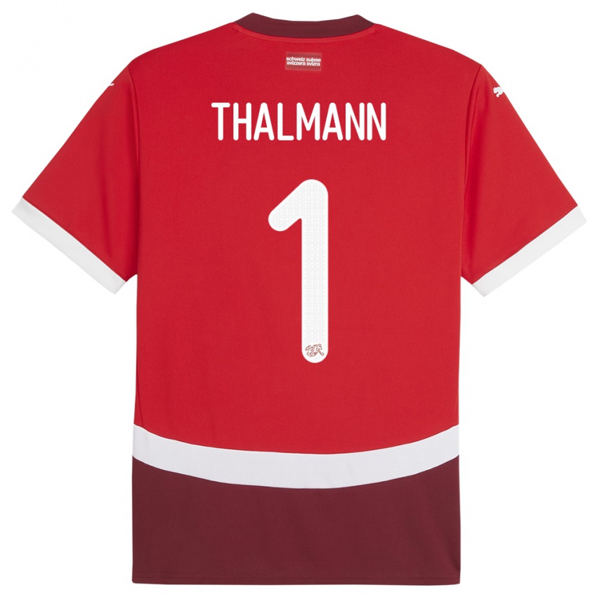 Kinder Schweiz Gaelle Thalmann #1 Rot Heimtrikot Trikot 24-26 T-Shirt Österreich