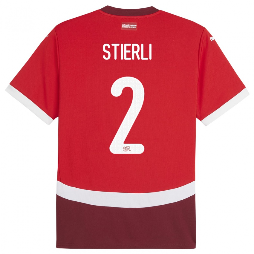 Kinder Schweiz Julia Stierli #2 Rot Heimtrikot Trikot 24-26 T-Shirt Österreich