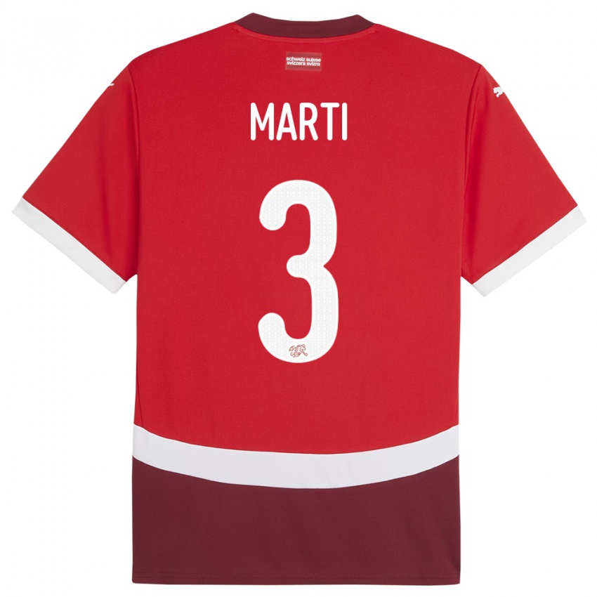 Kinder Schweiz Lara Marti #3 Rot Heimtrikot Trikot 24-26 T-Shirt Österreich