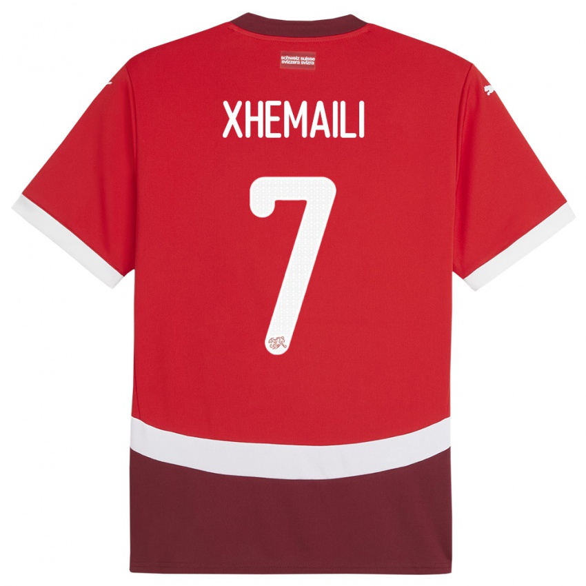 Kinder Schweiz Riola Xhemaili #7 Rot Heimtrikot Trikot 24-26 T-Shirt Österreich