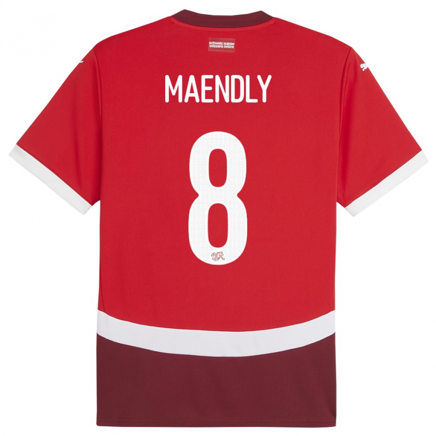 Kinder Schweiz Sandy Maendly #8 Rot Heimtrikot Trikot 24-26 T-Shirt Österreich