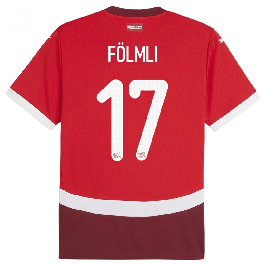 Kinder Schweiz Svenja Folmli #17 Rot Heimtrikot Trikot 24-26 T-Shirt Österreich