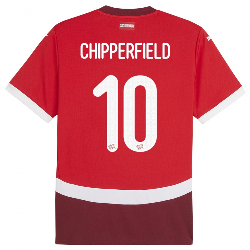 Kinder Schweiz Liam Chipperfield #10 Rot Heimtrikot Trikot 24-26 T-Shirt Österreich