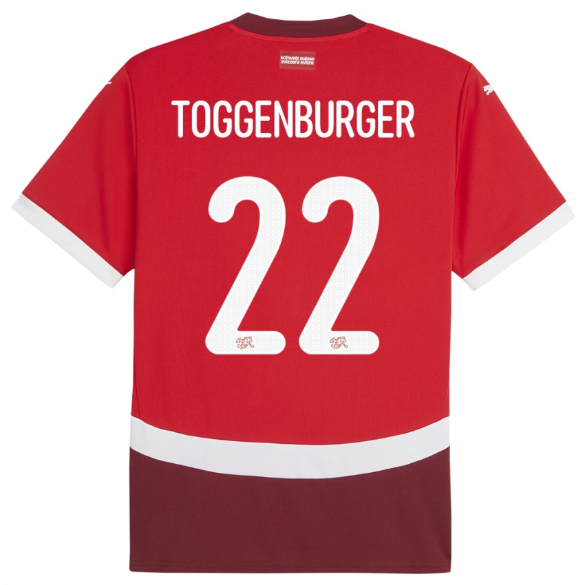 Kinder Schweiz Nando Toggenburger #22 Rot Heimtrikot Trikot 24-26 T-Shirt Österreich