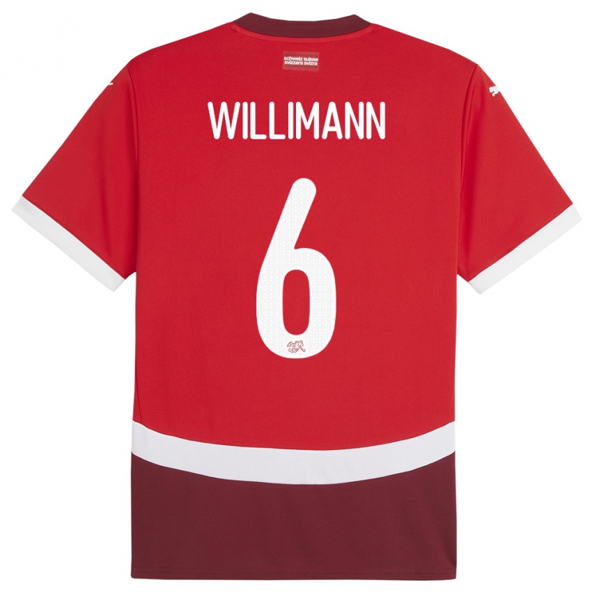 Kinder Schweiz Mauricio Willimann #6 Rot Heimtrikot Trikot 24-26 T-Shirt Österreich