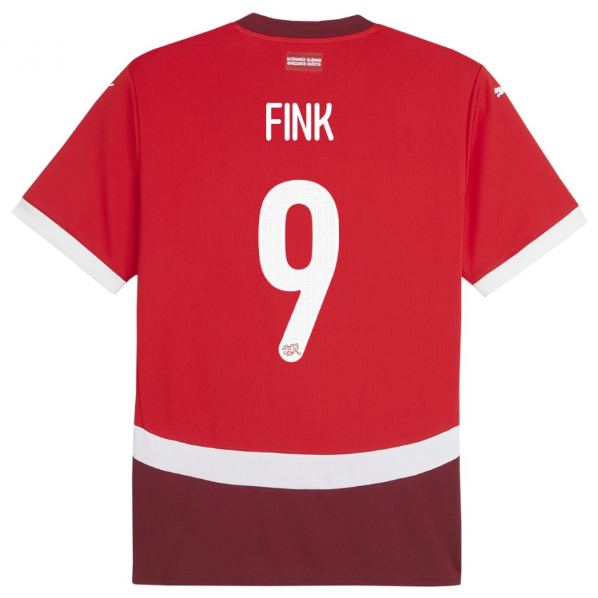 Kinder Schweiz Bradley Fink #9 Rot Heimtrikot Trikot 24-26 T-Shirt Österreich