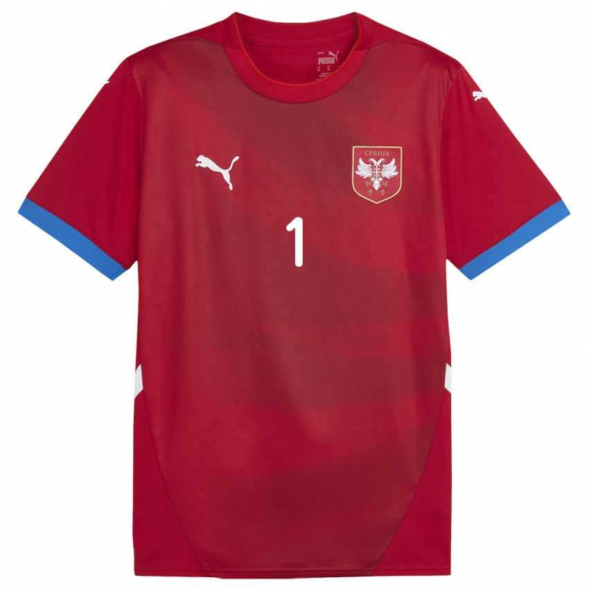 Kinder Serbien Marko Dmitrovic #1 Rot Heimtrikot Trikot 24-26 T-Shirt Österreich