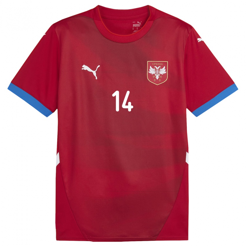 Kinder Serbien Vladimir Miletic #14 Rot Heimtrikot Trikot 24-26 T-Shirt Österreich