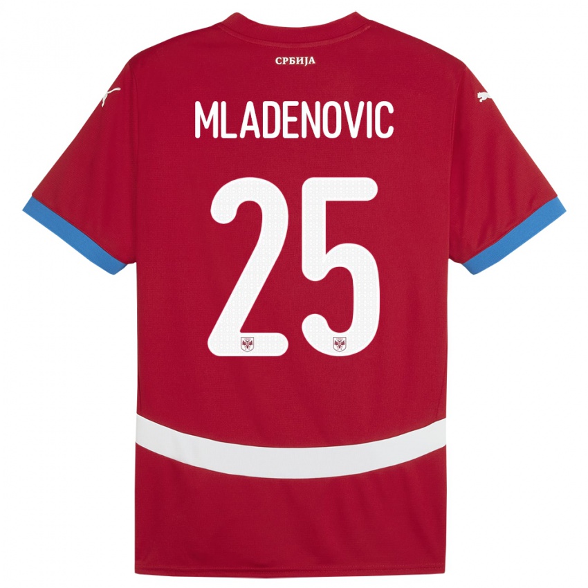 Kinder Serbien Filip Mladenovic #25 Rot Heimtrikot Trikot 24-26 T-Shirt Österreich