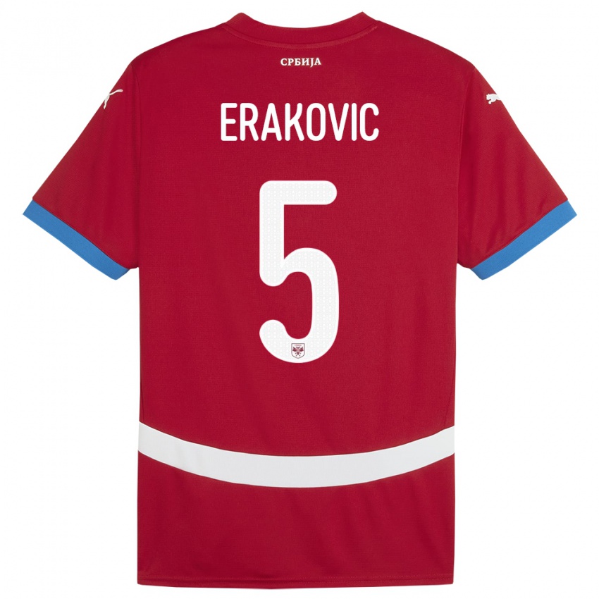 Kinder Serbien Strahinja Erakovic #5 Rot Heimtrikot Trikot 24-26 T-Shirt Österreich