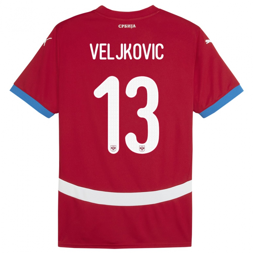 Kinder Serbien Milos Veljkovic #13 Rot Heimtrikot Trikot 24-26 T-Shirt Österreich