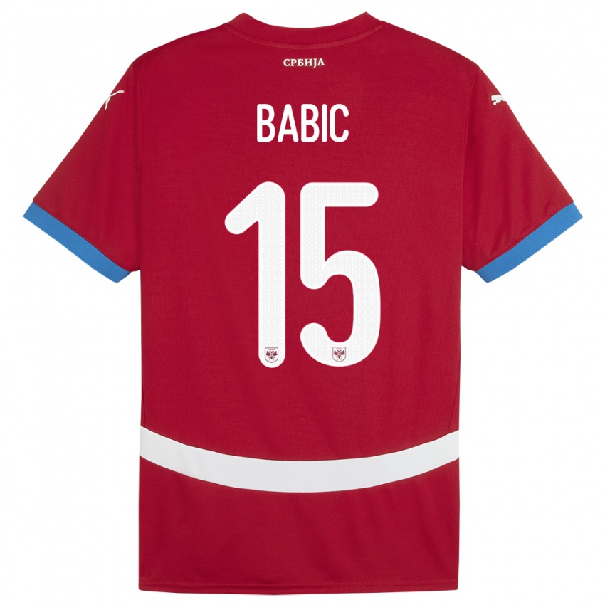 Kinder Serbien Srdjan Babic #15 Rot Heimtrikot Trikot 24-26 T-Shirt Österreich