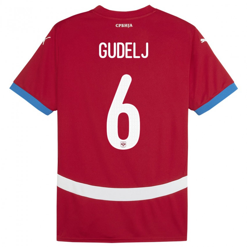 Kinder Serbien Nemanja Gudelj #6 Rot Heimtrikot Trikot 24-26 T-Shirt Österreich