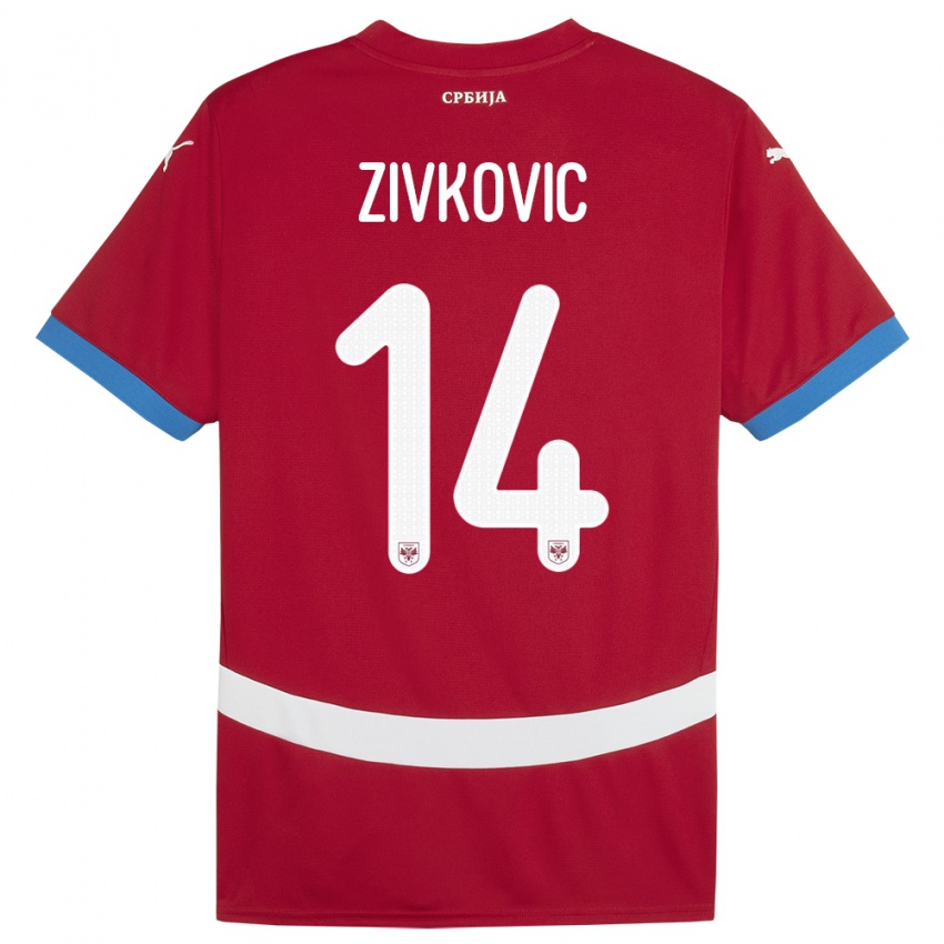 Kinder Serbien Andrija Zivkovic #14 Rot Heimtrikot Trikot 24-26 T-Shirt Österreich