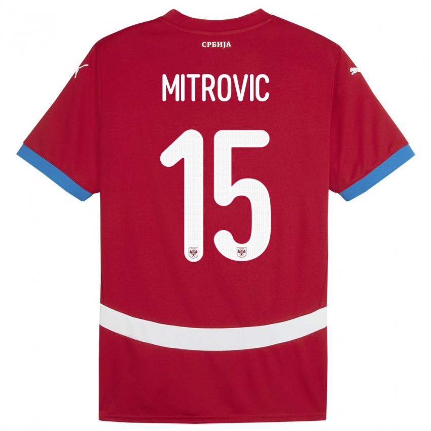 Kinder Serbien Stefan Mitrovic #15 Rot Heimtrikot Trikot 24-26 T-Shirt Österreich