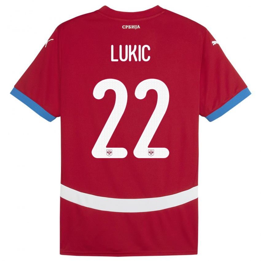 Kinder Serbien Sasa Lukic #22 Rot Heimtrikot Trikot 24-26 T-Shirt Österreich