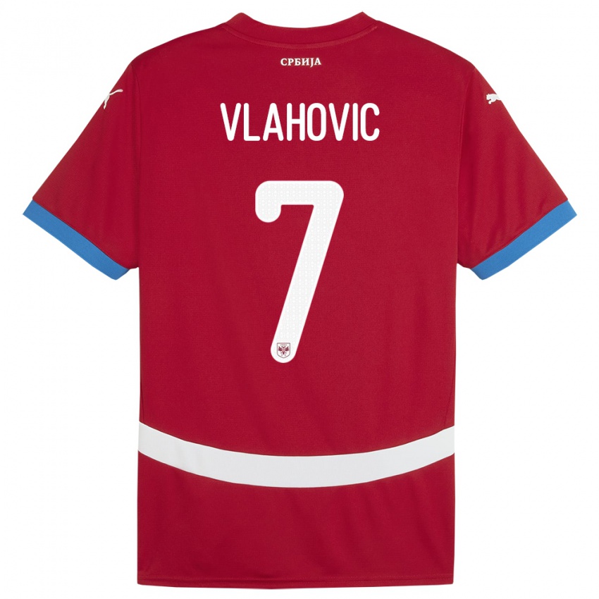Kinder Serbien Dusan Vlahovic #7 Rot Heimtrikot Trikot 24-26 T-Shirt Österreich