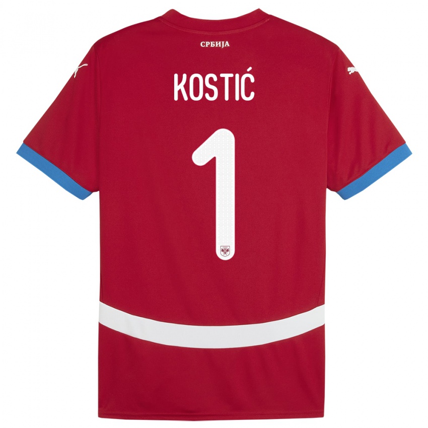 Kinder Serbien Milica Kostic #1 Rot Heimtrikot Trikot 24-26 T-Shirt Österreich