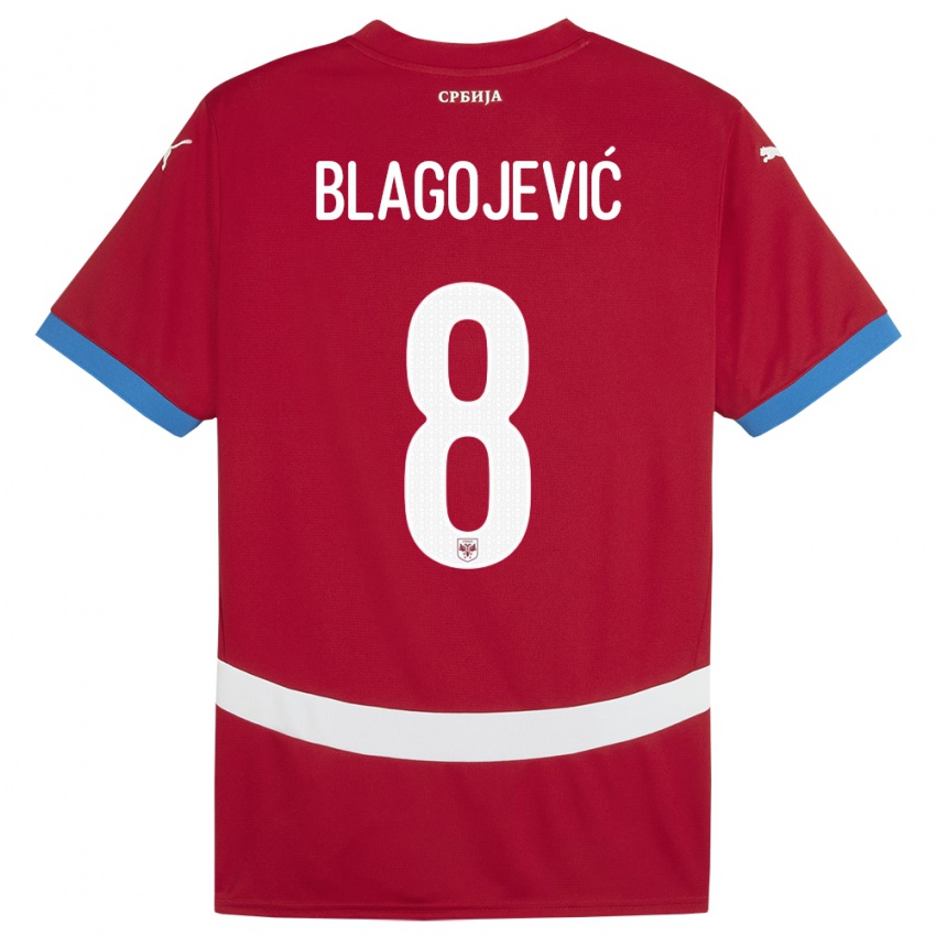 Kinder Serbien Dina Blagojevic #8 Rot Heimtrikot Trikot 24-26 T-Shirt Österreich