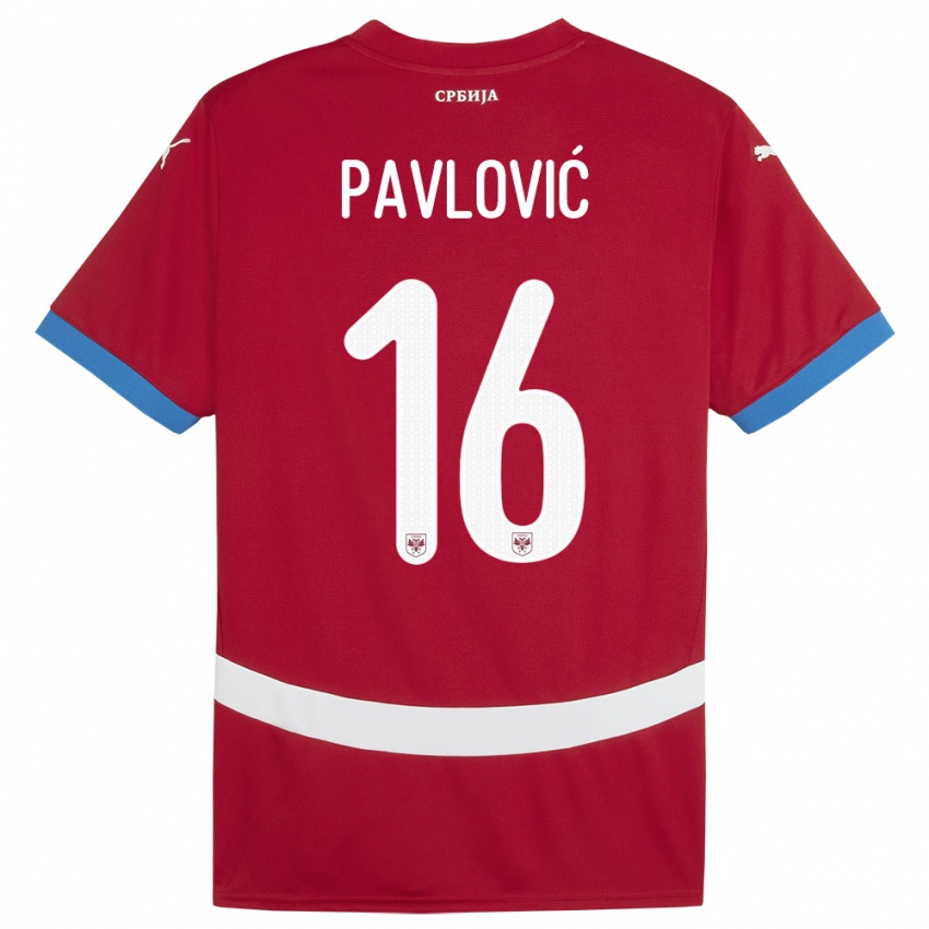 Kinder Serbien Sara Pavlovic #16 Rot Heimtrikot Trikot 24-26 T-Shirt Österreich