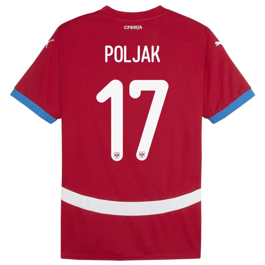 Kinder Serbien Allegra Poljak #17 Rot Heimtrikot Trikot 24-26 T-Shirt Österreich