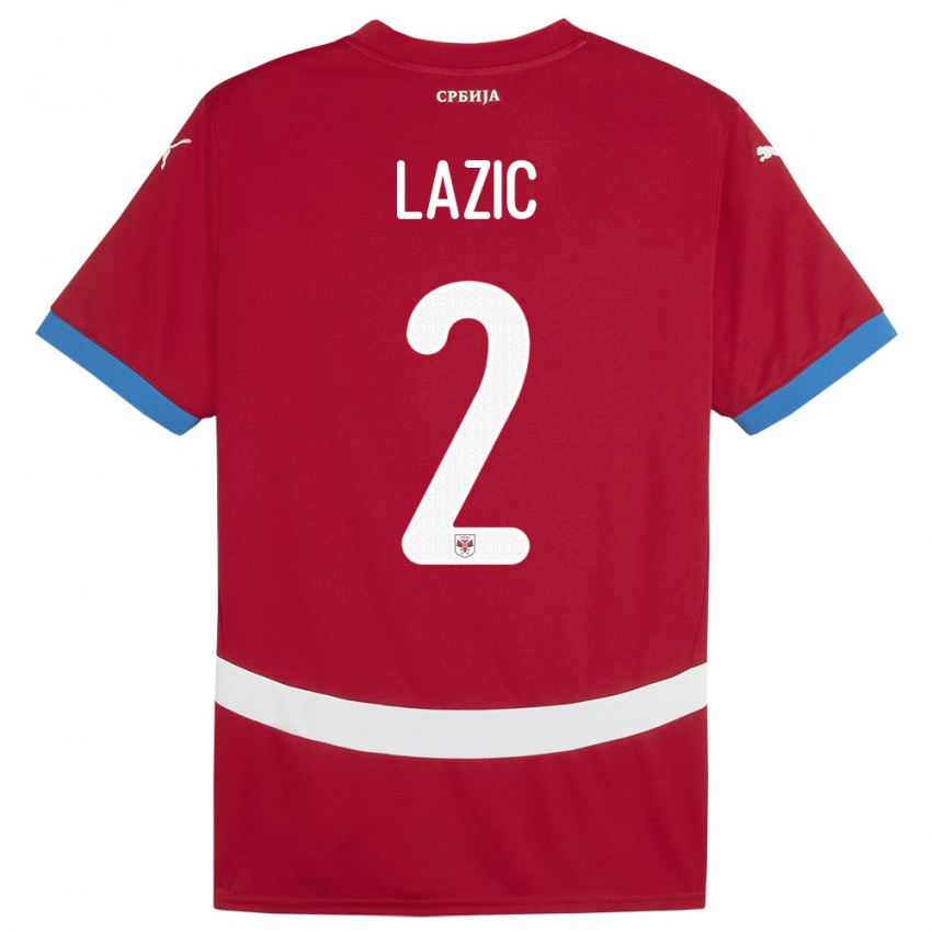 Kinder Serbien Uros Lazic #2 Rot Heimtrikot Trikot 24-26 T-Shirt Österreich