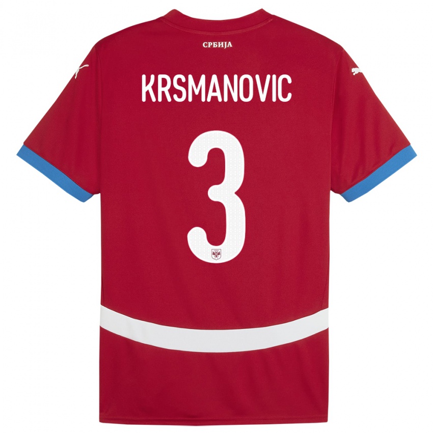 Kinder Serbien Nemanja Krsmanovic #3 Rot Heimtrikot Trikot 24-26 T-Shirt Österreich