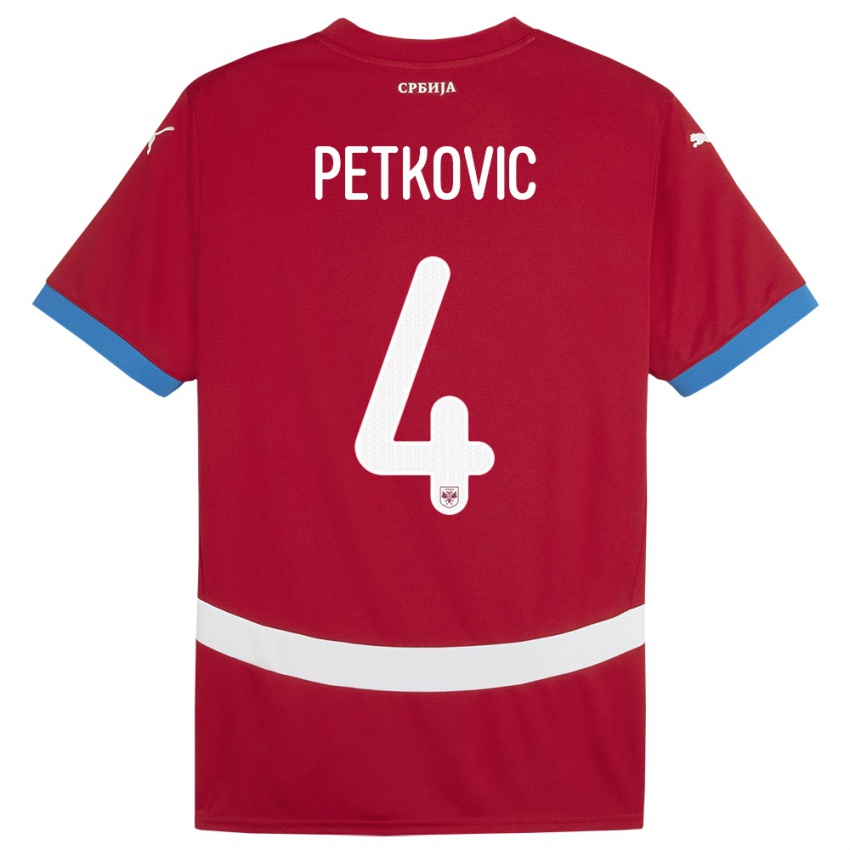 Kinder Serbien Nikola Petkovic #4 Rot Heimtrikot Trikot 24-26 T-Shirt Österreich