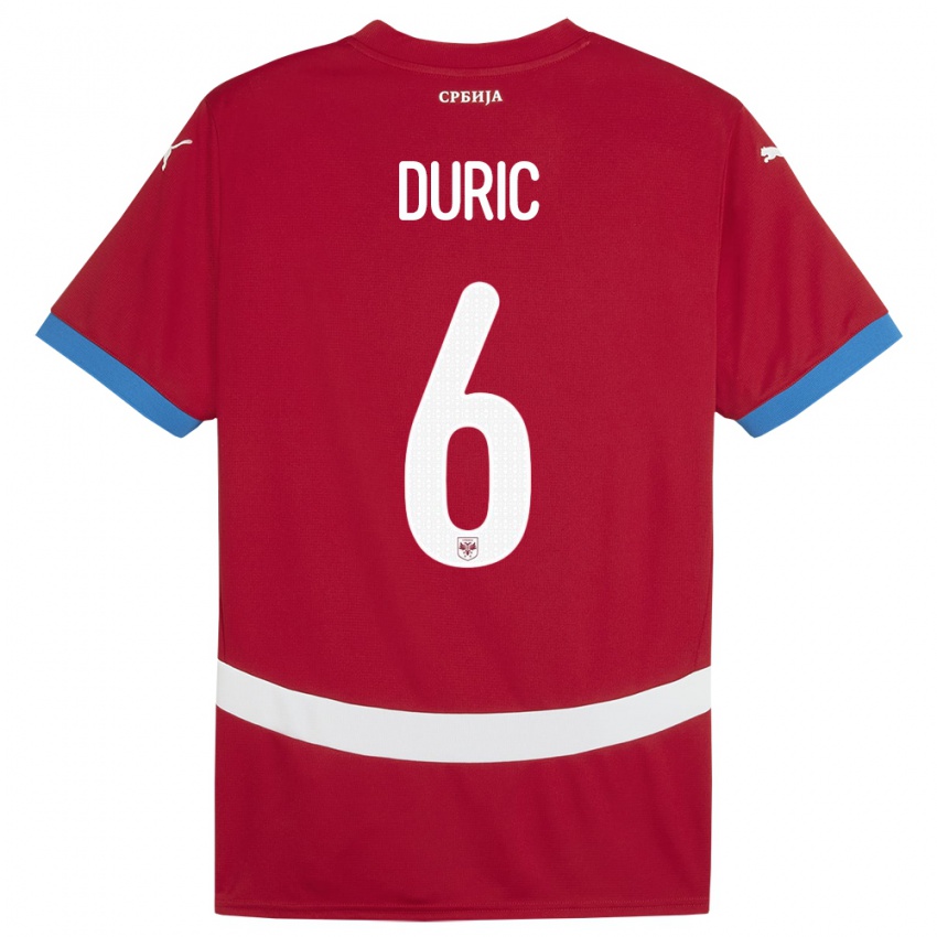 Kinder Serbien Andrej Duric #6 Rot Heimtrikot Trikot 24-26 T-Shirt Österreich