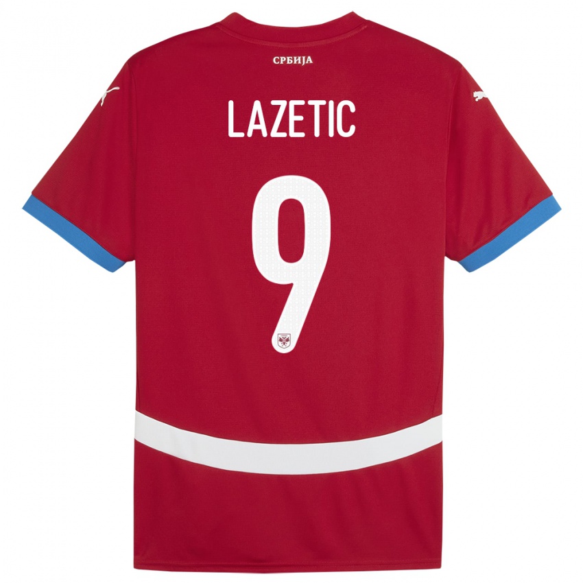 Kinder Serbien Marko Lazetic #9 Rot Heimtrikot Trikot 24-26 T-Shirt Österreich