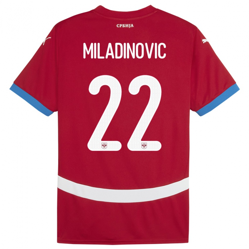 Kinder Serbien Igor Miladinovic #22 Rot Heimtrikot Trikot 24-26 T-Shirt Österreich