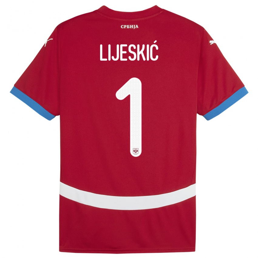 Kinder Serbien Luka Lijeskic #1 Rot Heimtrikot Trikot 24-26 T-Shirt Österreich