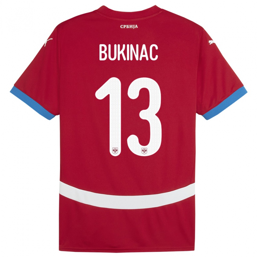 Kinder Serbien Stefan Bukinac #13 Rot Heimtrikot Trikot 24-26 T-Shirt Österreich