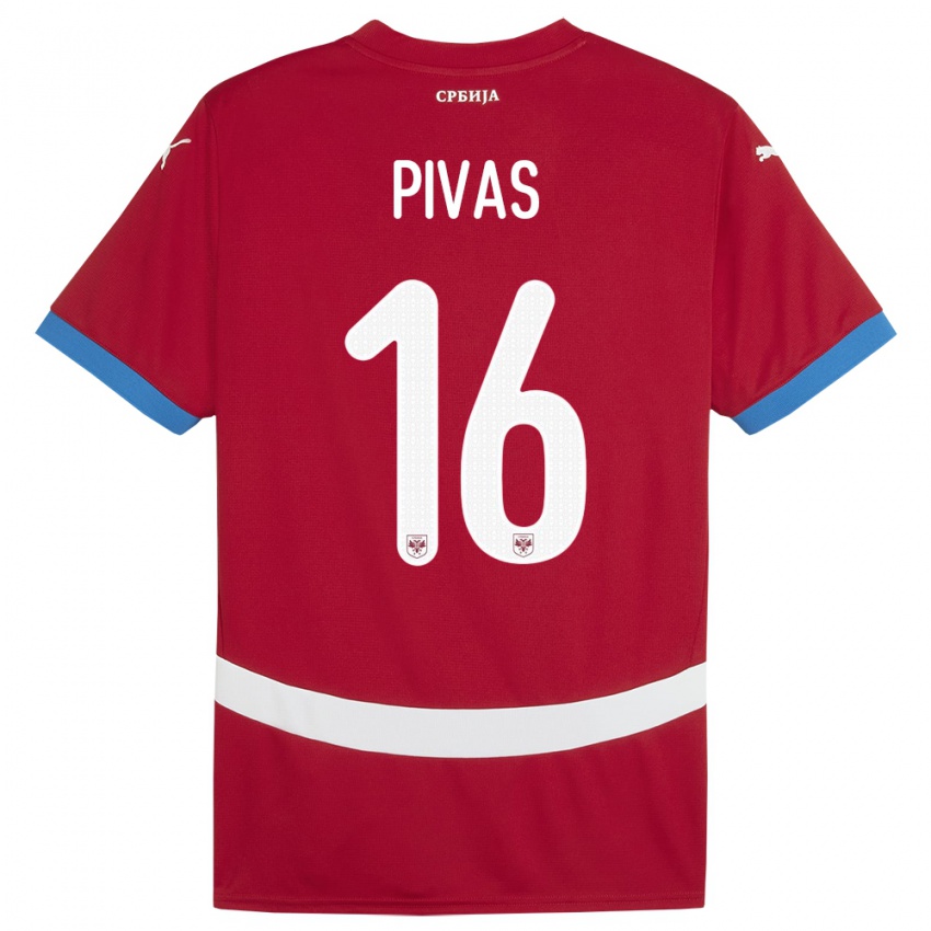 Kinder Serbien Miodrag Pivas #16 Rot Heimtrikot Trikot 24-26 T-Shirt Österreich