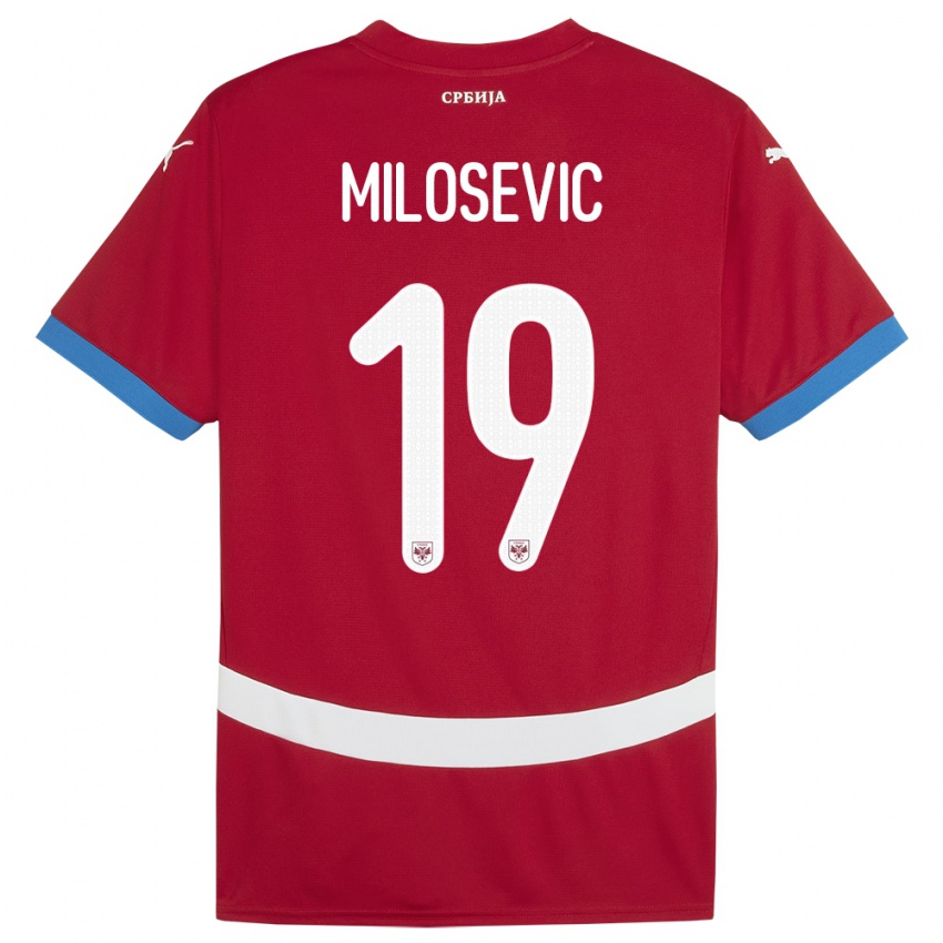 Kinder Serbien Jovan Milosevic #19 Rot Heimtrikot Trikot 24-26 T-Shirt Österreich