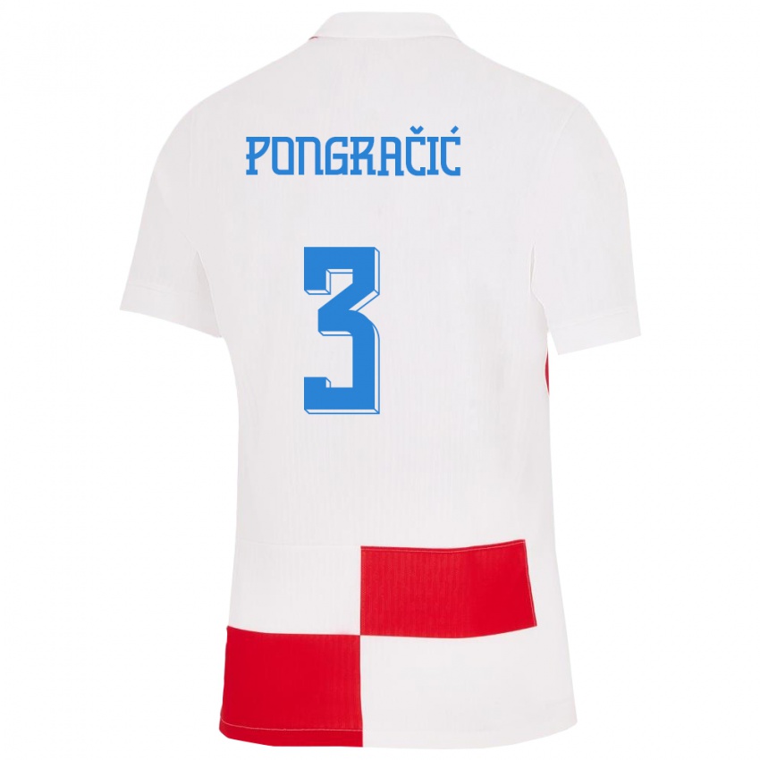 Kinder Kroatien Marin Pongracic #3 Weiß Rot Heimtrikot Trikot 24-26 T-Shirt Österreich