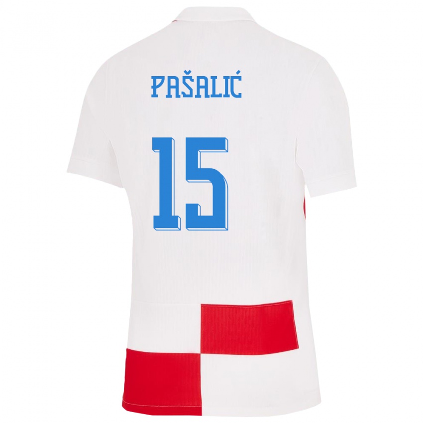 Kinder Kroatien Mario Pasalic #15 Weiß Rot Heimtrikot Trikot 24-26 T-Shirt Österreich