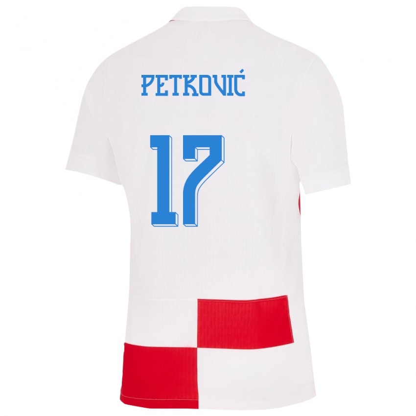 Kinder Kroatien Bruno Petkovic #17 Weiß Rot Heimtrikot Trikot 24-26 T-Shirt Österreich
