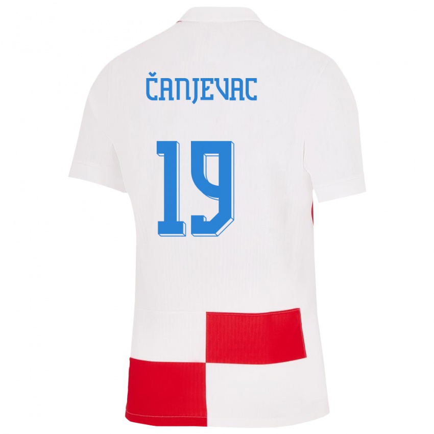 Kinder Kroatien Janja Canjevac #19 Weiß Rot Heimtrikot Trikot 24-26 T-Shirt Österreich