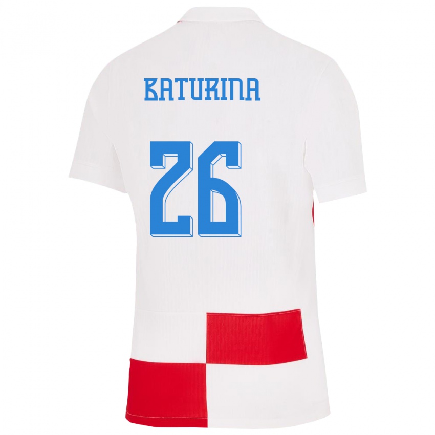 Kinder Kroatien Martin Baturina #26 Weiß Rot Heimtrikot Trikot 24-26 T-Shirt Österreich