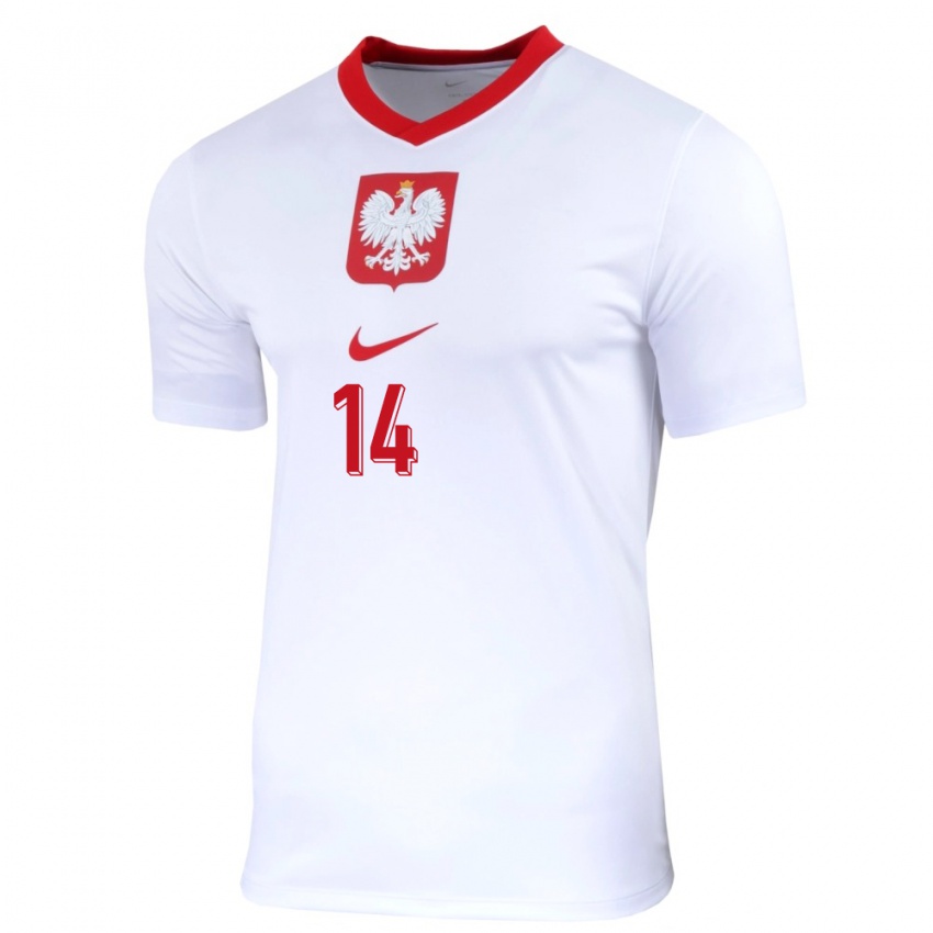 Kinder Polen Maximillian Oyedele #14 Weiß Heimtrikot Trikot 24-26 T-Shirt Österreich